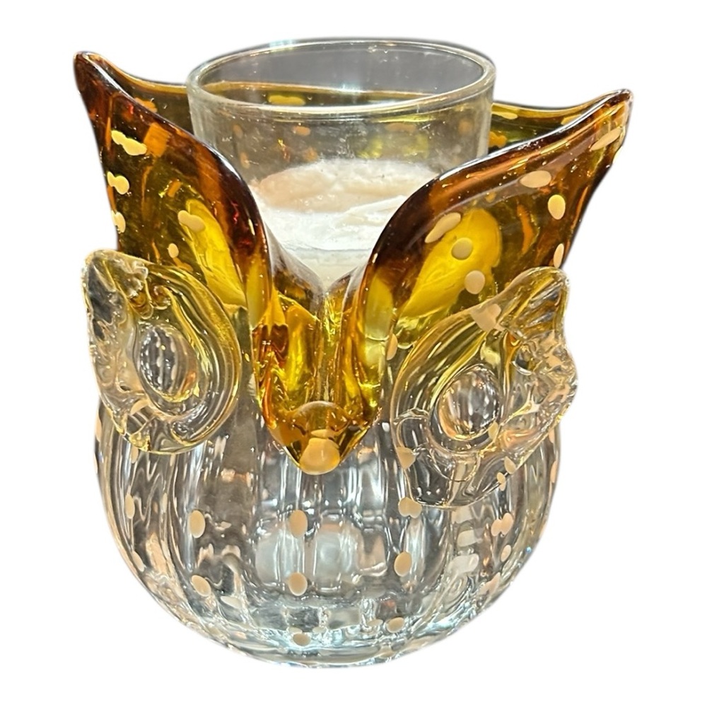 Glass Owl Candle Holder